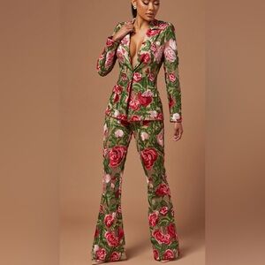 Fashionnova Nova Luxe Rose Embroidered Pant - NWOT - Sz S